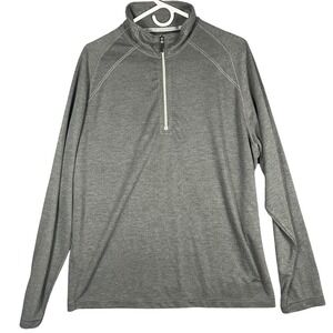 Tommy Bahama Quarter Zip Pullover Mens Large Gray Heathered Mock Neck Coastal